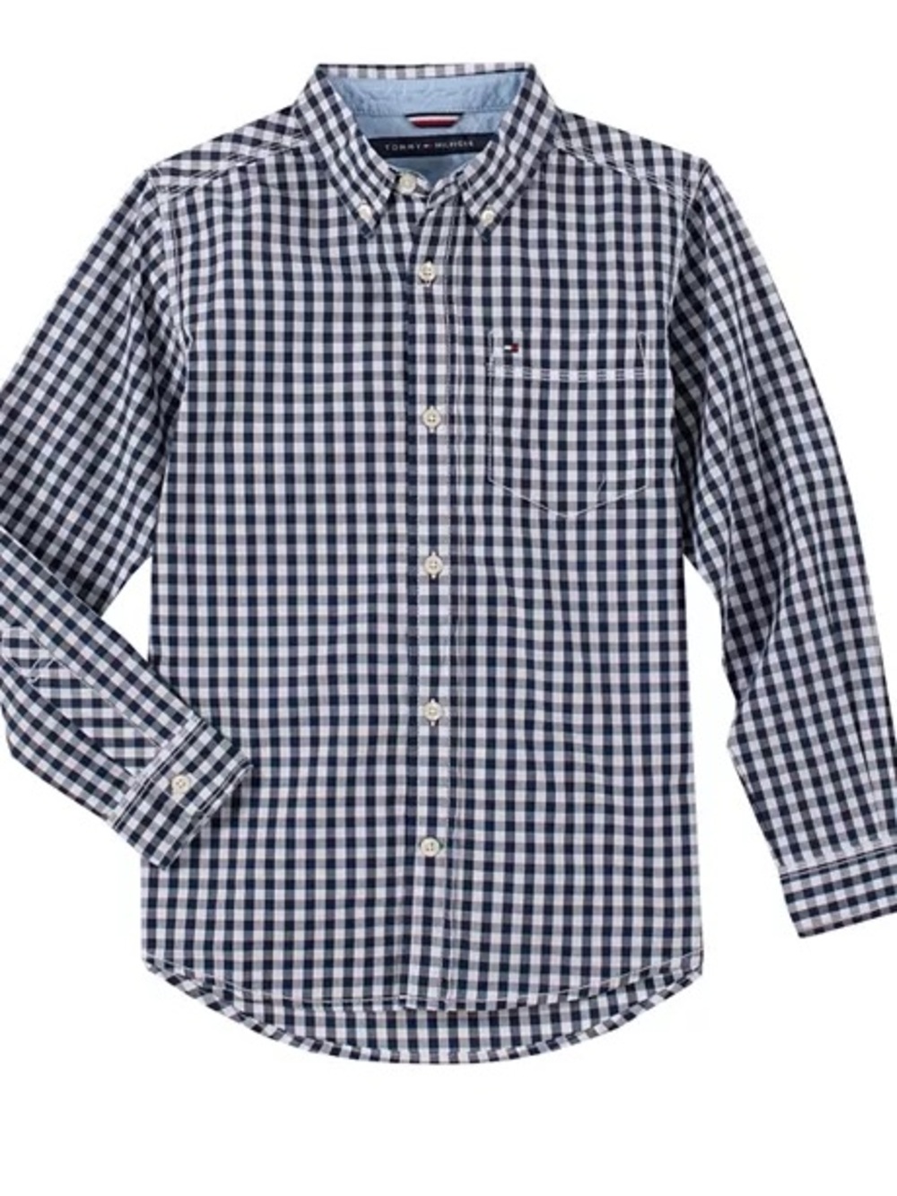 Tommy Hilfiger Boys Navy and White Gingham Button-Down Shirt